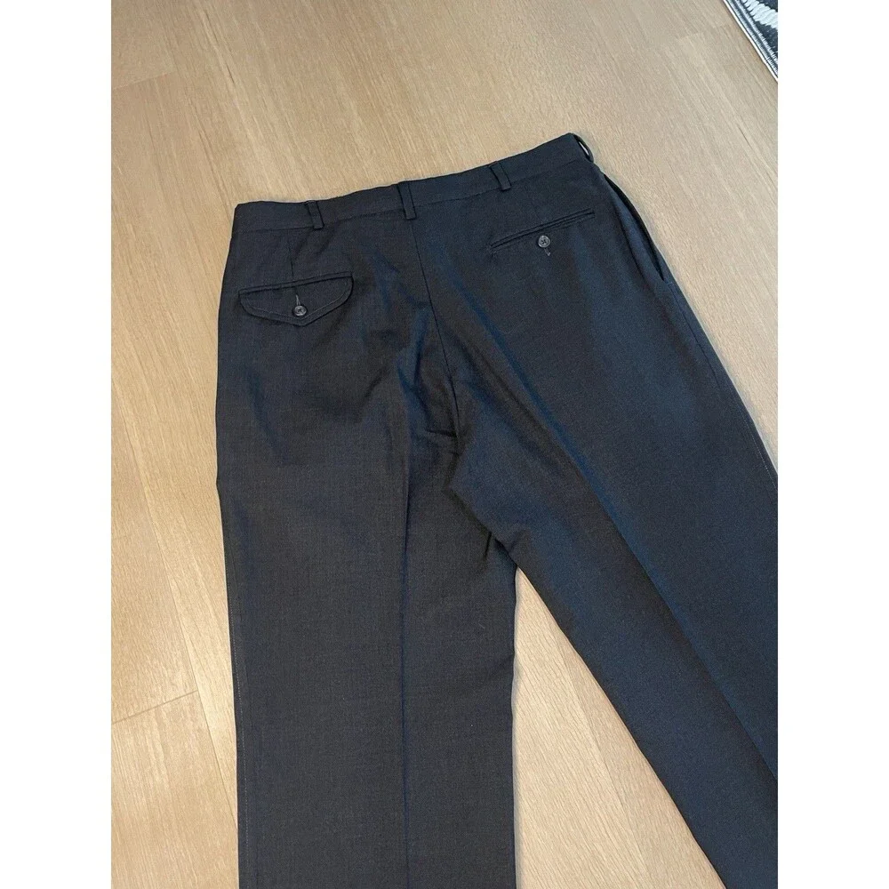 Polo Ralph Lauren Mens Black Pleated Dress Pants Cuffed Trouser Classic Fit